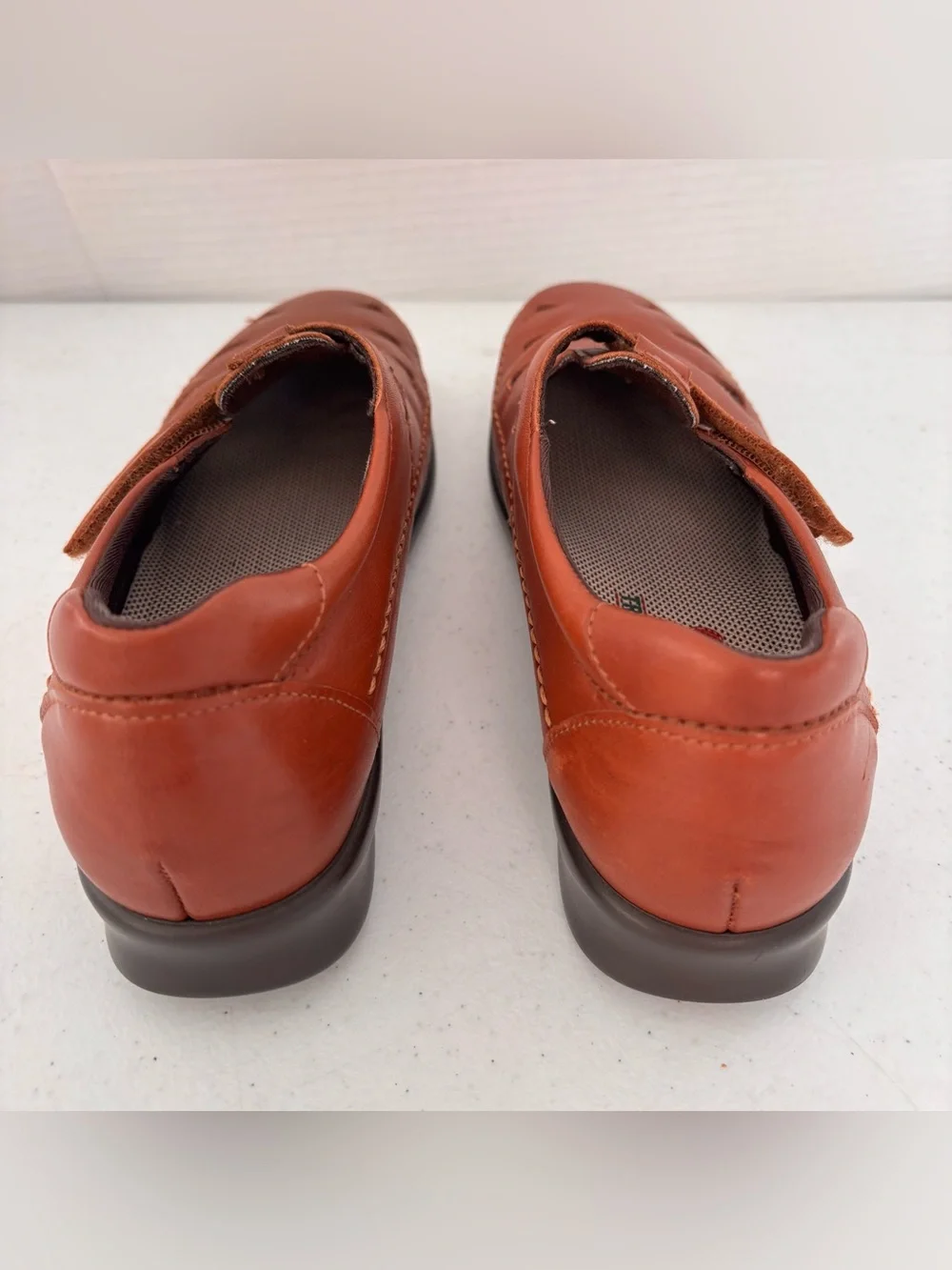 SAS Women's Leather Mary Jane Wedges - Cognac Brown